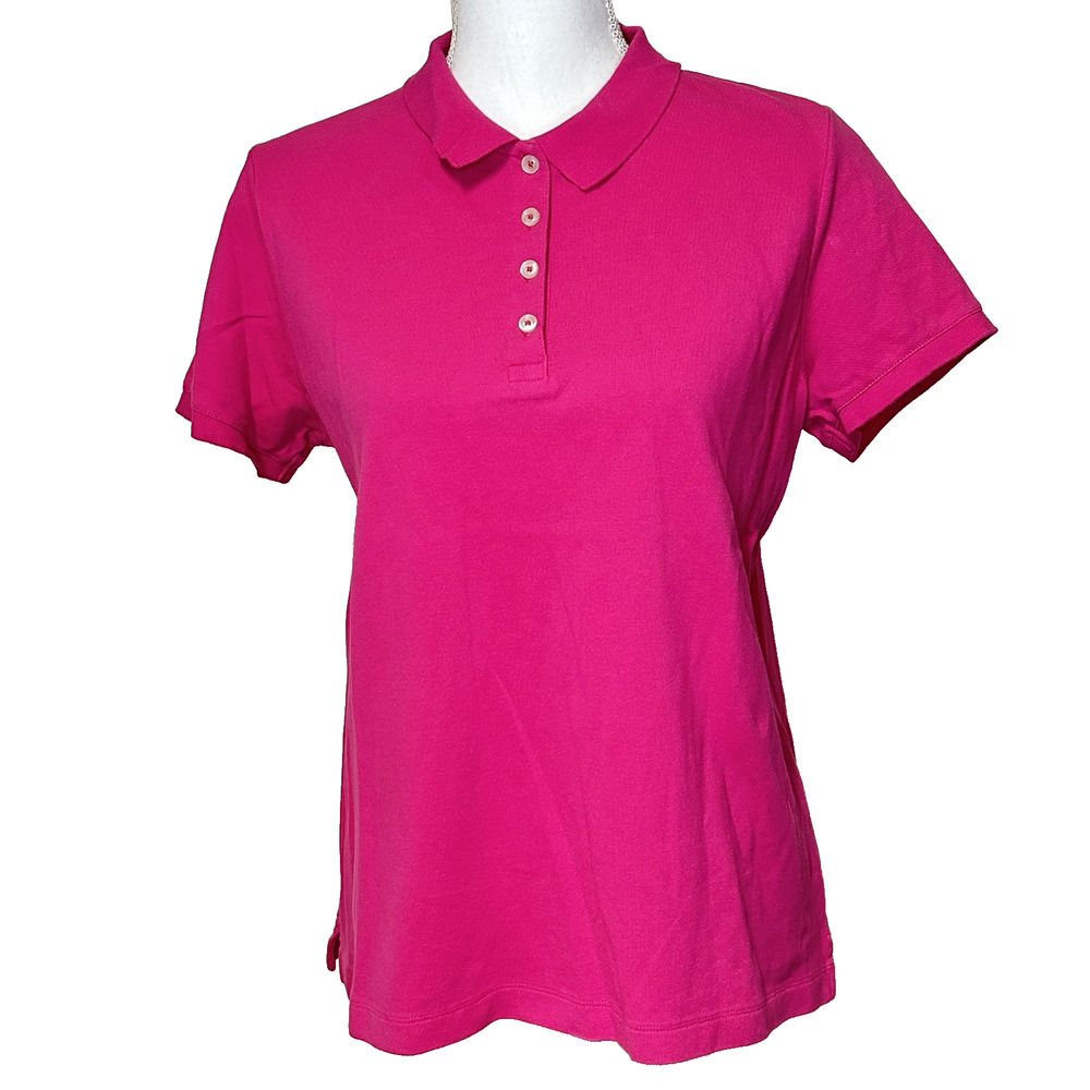 Lands End Top Womens Size M Pink Polo Collar Short Sleeve Casual Basic‎